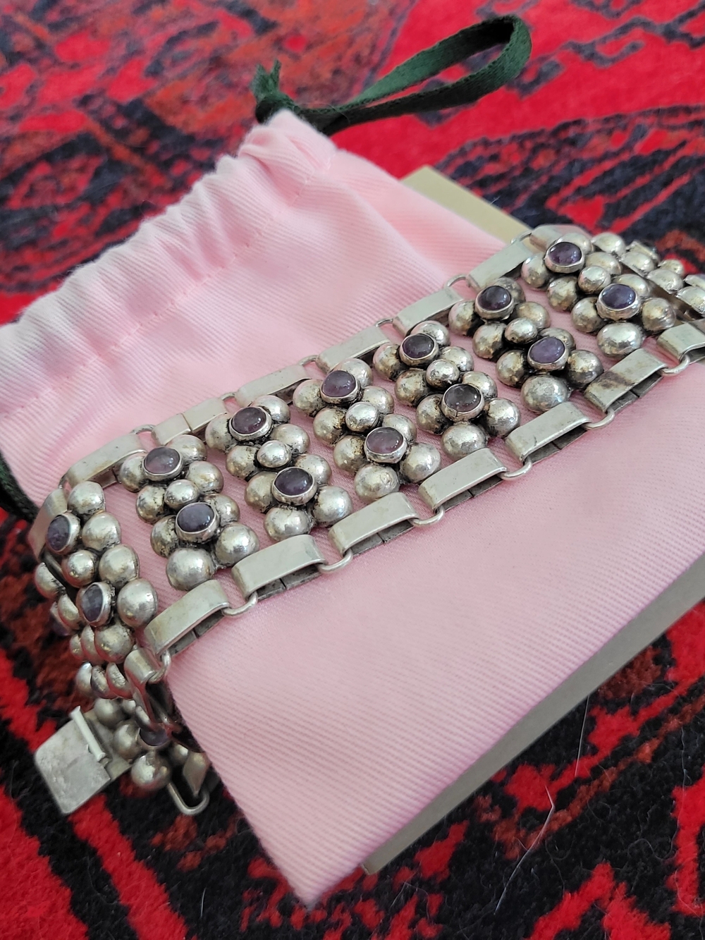 Sterling Silver Amethyst Accent Statement Bracelet - Purple - Picture 10 of 11